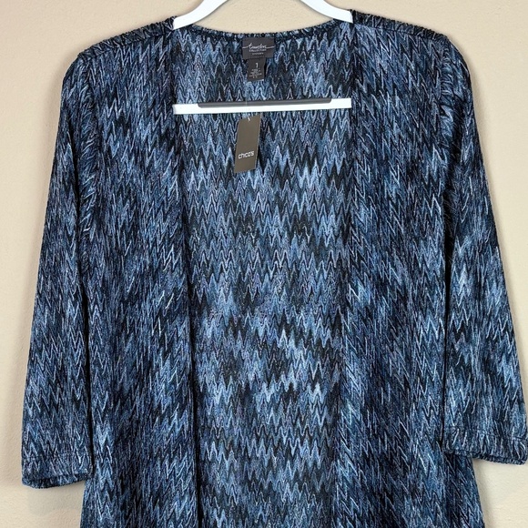 NWT Travelers Collection by Chico's Tiffany Alaskan Blue Semi Sheer Cardigan - Picture 2 of 11